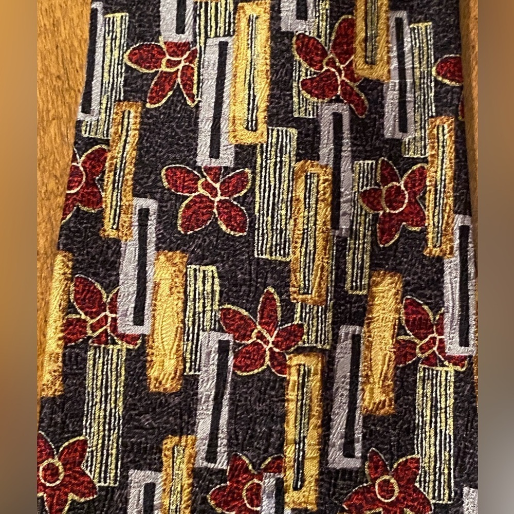 Pavia Mens Silk Necktie Tie Blue Gold Burgundy 60” Made In Italy